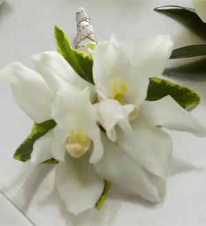 The FTD® White Mini Cymbidium Boutonniere